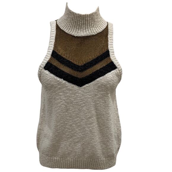 Caroline Constas Mock Neck Sleeveless Knit Lurex Sweater - Picture 5 of 7